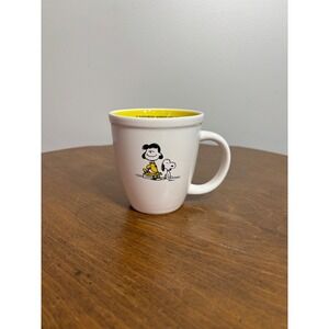 Hallmark Peanuts Lucy and Snoopy Ceramic Coffee Mug Yellow Interior Quote